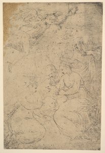 圣凯瑟琳的神秘婚姻，约1550年。 作者 安德里亚·夏维亚（Andrea Schiavone）