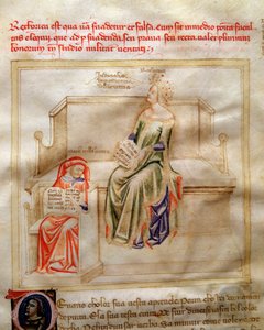巴托洛梅奥-迪-巴托利的 "Chansonne des sept Vertus et des sept Arts liberales destinee a Bruzio Visconti"（La Canzone delle Virtu e delle Scienze）中的修辞手法。安德里亚-迪-巴托利（活跃于1358年至1368年）的水彩画（MS. 599, f. 作者 安德里亚·德·巴托利