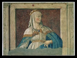 女王以斯帖，来自Villa Carducci系列着名男女，c.1450 作者 安德里亚·德尔·卡斯塔尼奥
