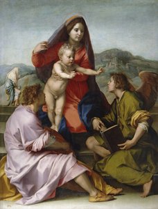 麦当娜和孩子与圣马修和天使 作者 安德里亚·德尔·萨托（Andrea del Sarto）