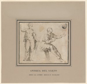 古典姿势的裸体人物和坐姿人物速写 作者 安德里亚·德尔·萨托（Andrea del Sarto）
