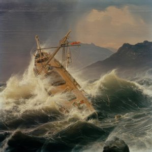 挪威海岸的一场海浪