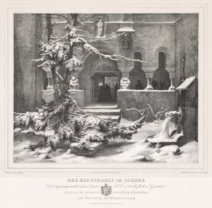 有雪的墓地，c。 1835年。 作者 安德烈亚斯（Andreas Borum）