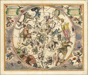 1660 年天体图，北半球星座与地球南半球的叠加图 作者 安德鲁·塞拉瑞斯