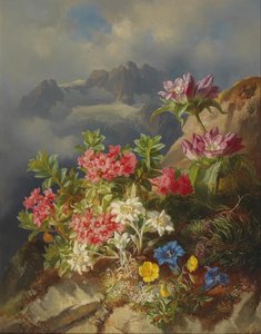 高山花卉静物画 作者 安德烈亚斯·拉奇（Andreas Lach）