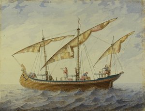 芭蕾舞剧《海盗船》的舞台设计，A。Adam，1863年