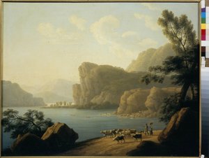 “Vue de la riviere Selenga en Siberie”（西伯利亚色楞格河景观）安德烈·叶菲莫维奇·马尔蒂诺夫（1768-1826）1817 年 - 布面油画昏暗 64,3x80 厘米国家特列季亚科夫画廊，莫斯科