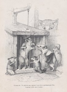 他告诉我们：不要哭，行动！来自《动物的私人和公共生活场景》，约1837-47。 作者 安德鲁·贝斯特·勒卢瓦
