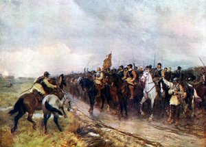 奥利弗·克伦威尔（Oliver Cromwell）和他的部队在邓巴（Dunbar）演唱第118赞美诗，1926年。