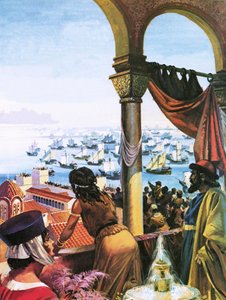 1203 年抵达君士坦丁堡的第四次十字军舰队