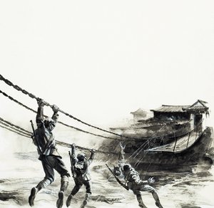 泸定桥之战（水粉画，纸本） 作者 安德鲁·豪瓦特