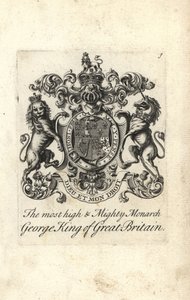 Coat of arms and crest of the most high and mighty monarch King George I of Great Britain
