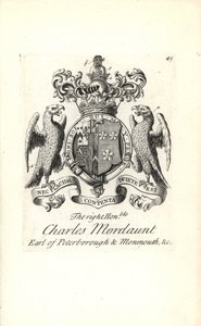 第 3 代彼得伯勒伯爵和第 1 蒙茅斯伯爵查尔斯·莫当特 (Charles Mordaunt) 的徽章和徽章 作者 安德鲁·约翰斯顿