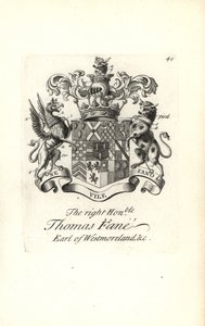 威斯特摩兰第 8 代伯爵托马斯·费恩 (Thomas Fane) 的徽章和徽章