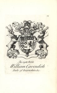 Coat of arms and crest of the right noble William Cavendish, 2nd Duke of Devonshire