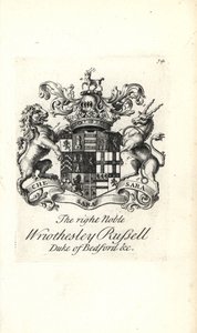 贝德福德第三代公爵、贵族Wriothesley Russell的盾形纹章和徽章 作者 安德鲁·约翰斯顿