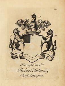 列克星敦勋爵罗伯特-萨顿阁下的纹章，列克星敦第二男爵（1662-1723）。
