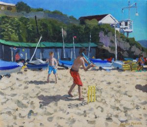 Cricket, and yellow stumps ,Abersoch 作者 安德鲁·马卡拉（Andrew Macara）