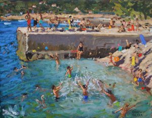 海上乐趣，罗维尼，克罗地亚，2016，（布面油画） 作者 安德鲁·马卡拉（Andrew Macara）