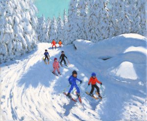 Skiing down the trail ,Courchevel ,2018,(oil on canvas) 作者 安德鲁·马卡拉（Andrew Macara）