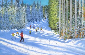 法国萨摩昂滑雪，2019 年（布面油画） 作者 安德鲁·马卡拉（Andrew Macara）