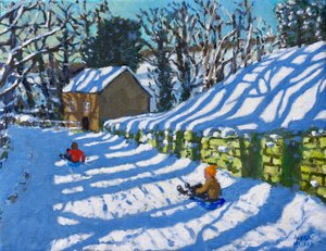 Sledging,Upper Hulme,Leek, 2020,(oil on canvas) 作者 安德鲁·马卡拉（Andrew Macara）