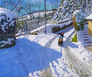德比郡维尔茨沃思的雪橇，2024 年（布面油画） 作者 安德鲁·马卡拉（Andrew Macara）