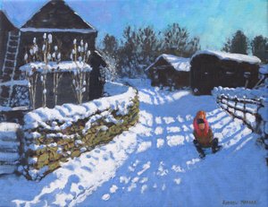 雪橇，在多韦代尔和索普附近的温特克罗夫特巷附近。阿什本，2021 年（布面油画） 作者 安德鲁·马卡拉（Andrew Macara）