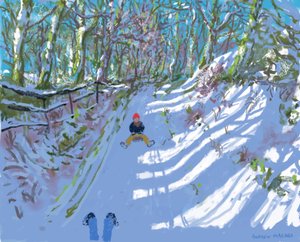 iPad painting,Sledging,Windley Lane,Idridgehay,Belper,2021,Prints available. 作者 安德鲁·马卡拉（Andrew Macara）