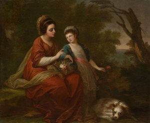 休-摩根夫人和她的女儿，约1771年。 作者 当归考夫曼