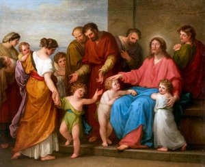 Jesus Christ benissant les enfants (laissez venir a moi les petits enfants) - Christ Blessing the Children (Let the little children come to me) - Angelika Kauffmann (1741-1807). Oil on canvas