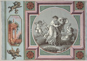爱的复仇，设计壁纸奖章，c.1785（壁纸） 作者 当归考夫曼之后