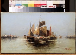 "Voiliers" (帆船) 安杰洛-玛丽亚-科斯塔（1670-1721 年）的 Peinture d