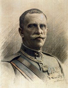 意大利国王维托里奥·埃马努埃莱三世 (Victor Emmanuel III) (1869-1947) 的肖像 安杰洛·韦尔纳扎 (1869-1937) 画作 尺寸 97x70 厘米 Genes Nervi，现代艺术画廊，编号。 0597 作者 安杰洛·韦尔纳扎（Angelo Vernazza）