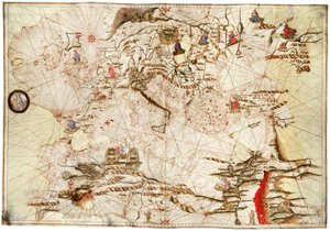 地中海、黑海和东北大西洋，约 1550 年（牛皮纸）