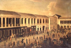 广州水边的宏伟景观，约1825年