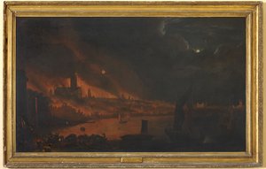 伦敦大火，约 1666-1700 年（布面油画） 作者 英荷学校
