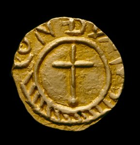 Crondall硬币没有。 59，Anglo-Saxon Coin来自Crondall Hoard，Crondall，Hampshire（黄金）