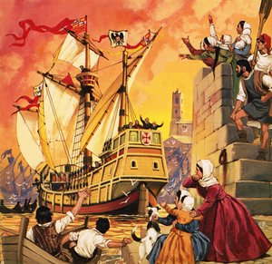 1492 年 8 月，克里斯托弗-哥伦布乘坐圣玛丽亚号起航 作者 安格斯·麦克布莱德