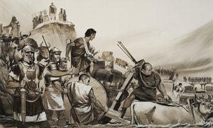 凯撒大帝（公元前 100-44 年）率领士兵渡过卢比肯小河，向罗马进军（水粉画，纸面） 作者 安格斯·麦克布莱德