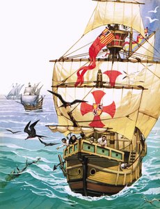 哥伦布号 "圣玛丽亚号上的水手看到陆地迹象 作者 安格斯·麦克布莱德
