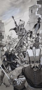 君士坦丁堡的陷落（纸上水粉画） 作者 安格斯·麦克布莱德