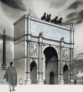 卢修斯-塞普蒂米乌斯-塞维鲁皇帝凯旋门，罗马（水粉画，纸本） 作者 安格斯·麦克布莱德