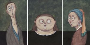 女人寒暄，2017（插图板上的丙烯颜料）