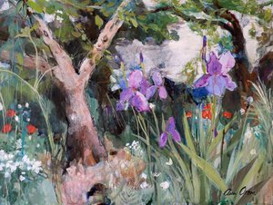 地中海花园与鸢尾花，2019（丙烯酸）