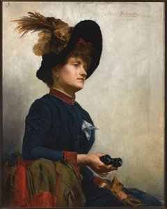 戴珀尔拉眼镜的女士肖像 作者 安娜·比林斯卡（AnnaBilińska）Bohdanowicz