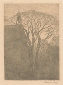 教堂附近的树 作者 Anna Catharina Maria van Eeghen（艺术家签名）