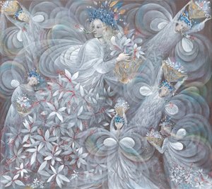 白芙蓉》，2009 年（比利时亚麻布上的油画） 作者 安娜尔·阿内莉亚·巴甫洛娃