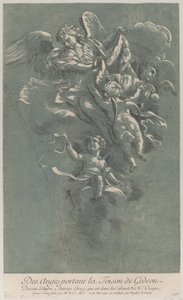 三个天使拿着吉迪恩的羊毛，来自 "Recueil d
