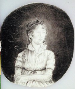 自画像，约1807年（纸上木炭）。 作者 安妮·玛格丽特·海德·德·诺伊维尔